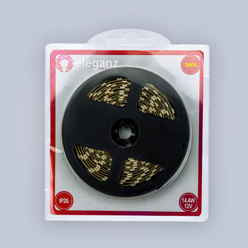 LUX Светодиодная лента в блистере (14.4W/М) + БП тёплая 3000К